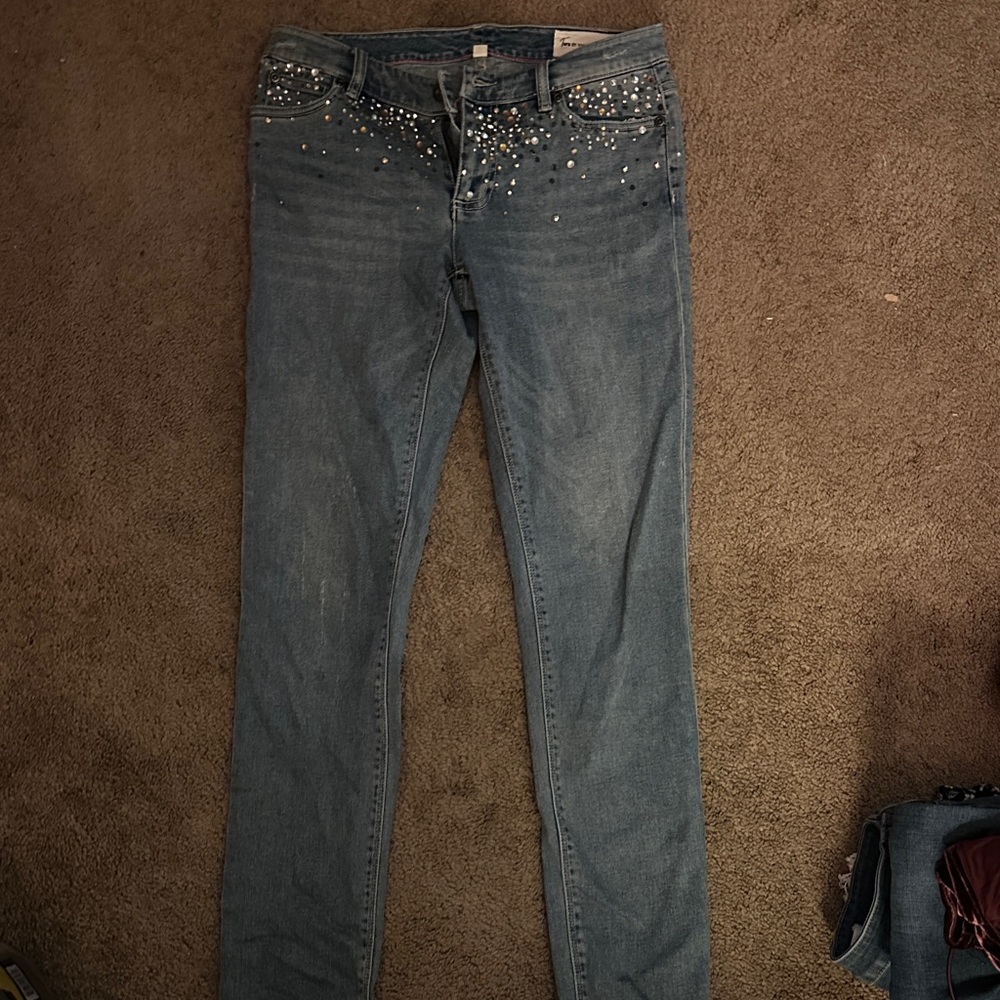 Vince Camuto Blue Skinny Jeans with Embellishments